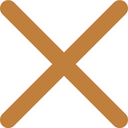 Brown rounded X mark symbol on a white background.